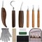 12-Piece Wood Carving Tool Set with Hook Knife, Detail Knife, Chipping Knife, Cut-Resistant Gloves, Sandpaper & Sharpening Strop – Complete Carving Kit with Carrying Bag for Beginners & Professionals
